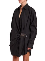 Draped Mini Shirtdress