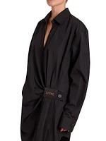 Draped Mini Shirtdress