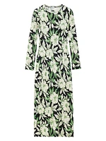 Floral Silk-Blend Crewneck Midi-Dress