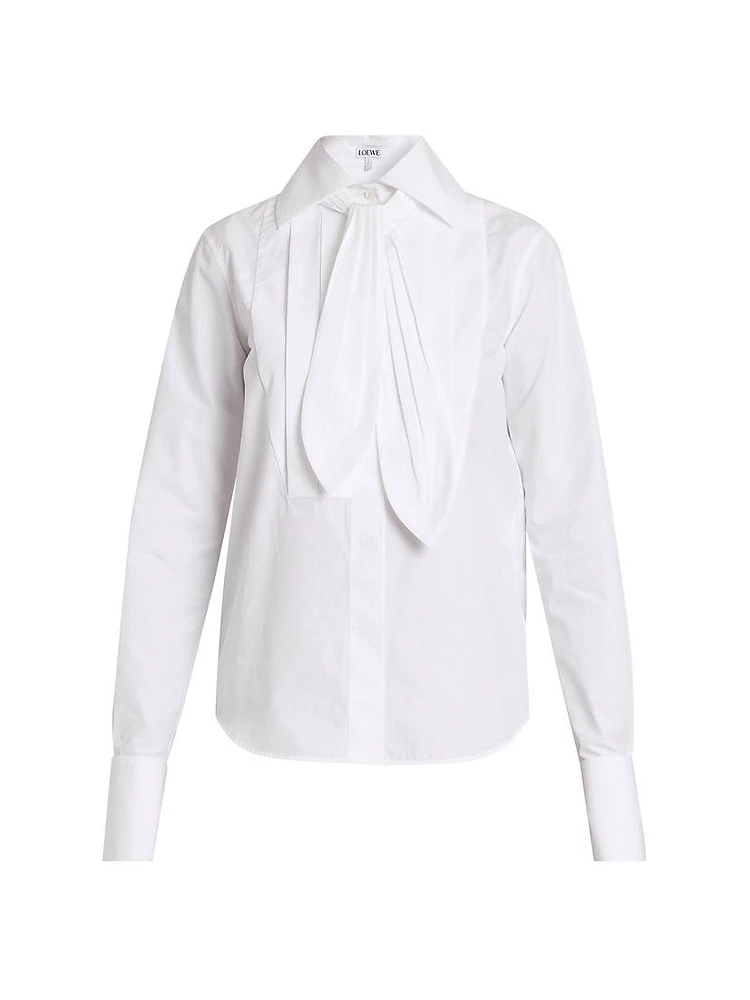Tie-Neck Cotton Shirt
