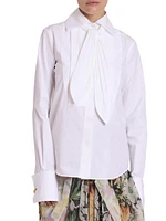 Tie-Neck Cotton Shirt
