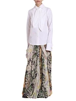 Tie-Neck Cotton Shirt