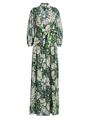 Palm Leaf Maxi Shirtdress