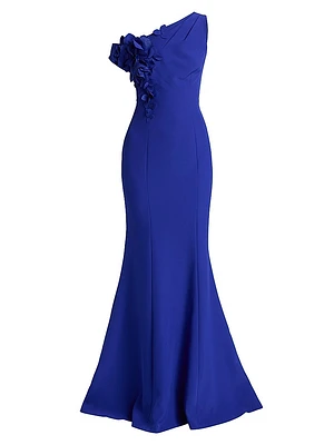 Ruffled One-Shoulder Gown