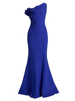 Ruffled One-Shoulder Gown