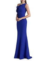 Ruffled One-Shoulder Gown