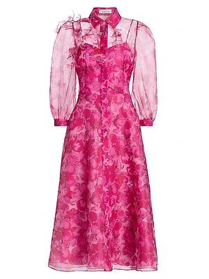 Floral Illusion Midi-Shirtdress