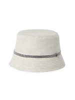 Linen Sparkling Canvas Bucket Hat with Shiny Band