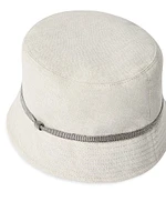 Linen Sparkling Canvas Bucket Hat with Shiny Band