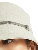 Linen Sparkling Canvas Bucket Hat with Shiny Band