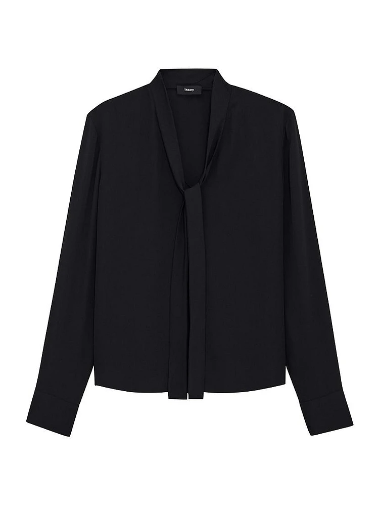 Silk Tie-Neck Blouse