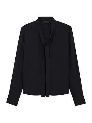Silk Tie-Neck Blouse