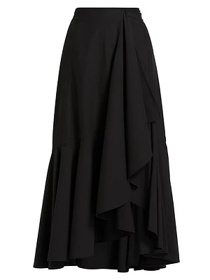 Sabina Ruffled Cotton-Blend Midi-Skirt
