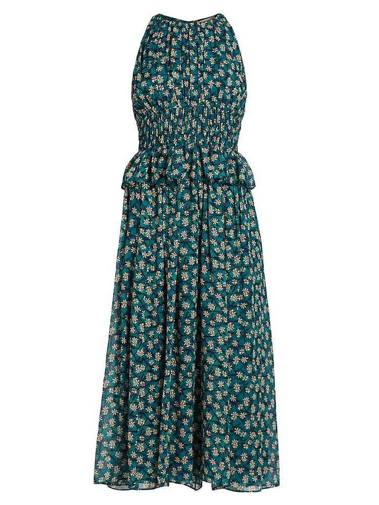 Adeline Floral Silk midi-Dress
