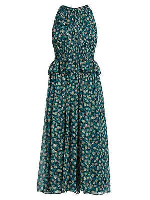 Adeline Floral Silk midi-Dress