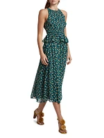 Adeline Floral Silk midi-Dress