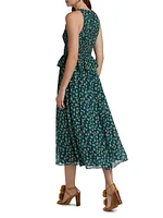 Adeline Floral Silk midi-Dress