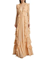 Florella Ruffled Silk Georgette Gown