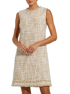 Beaded Tweed A-Line Shift Dress