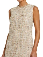 Beaded Tweed A-Line Shift Dress
