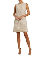 Beaded Tweed A-Line Shift Dress