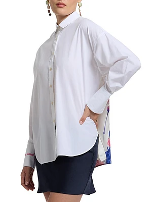 Sienna Printed Cotton & Silk Button-Front Shirt