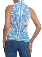 Jacy Floral Silk-Blend Turtleneck Top