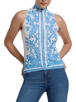 Jacy Floral Silk-Blend Turtleneck Top