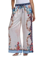 Minna Floral Silk Charmeuse Wide-Leg Pants