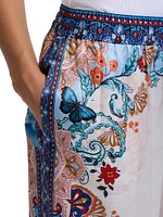 Minna Floral Silk Charmeuse Wide-Leg Pants