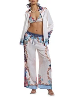 Minna Floral Silk Charmeuse Wide-Leg Pants