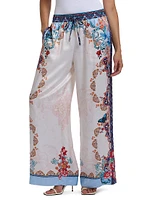Minna Floral Silk Charmeuse Wide-Leg Pants