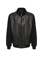 Loro Piana Wool Jacket with Croco Embossed Nappa Leather Front