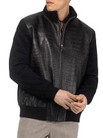Loro Piana Wool Jacket with Croco Embossed Nappa Leather Front
