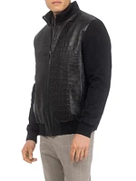 Loro Piana Wool Jacket with Croco Embossed Nappa Leather Front