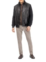 Loro Piana Wool Jacket with Croco Embossed Nappa Leather Front