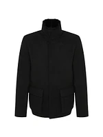Wool Jacket with Detachable Merino Shearling Lamb Collar