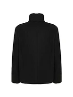 Wool Jacket with Detachable Merino Shearling Lamb Collar