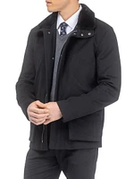 Wool Jacket with Detachable Merino Shearling Lamb Collar