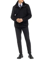 Wool Jacket with Detachable Merino Shearling Lamb Collar