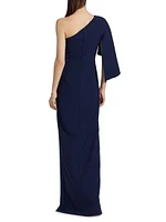 Giuliana Crepe One-Shoulder Column Gown