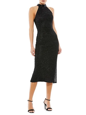 Embellished Halter Cocktail Dress