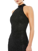 Embellished Halter Cocktail Dress