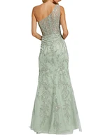 Embellished One-Shoulder Gown