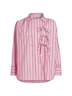 Carmy Striped Double-Breasted Button-Front Shirt