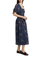 Lauren Strawberry Embroidered Midi-Dress
