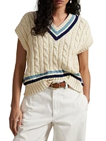 Striped Cable-Knit Cotton Sweater Vest