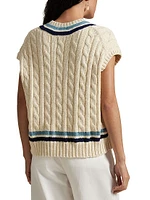 Striped Cable-Knit Cotton Sweater Vest