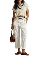 Striped Cable-Knit Cotton Sweater Vest