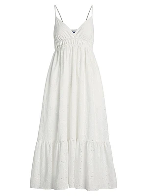 Eyelet Voile Sleeveless Midi-Dress
